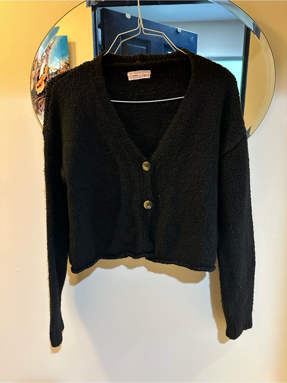 Urban Outfitters Black Oversized Chunky Knit Button Cardigan Sweater